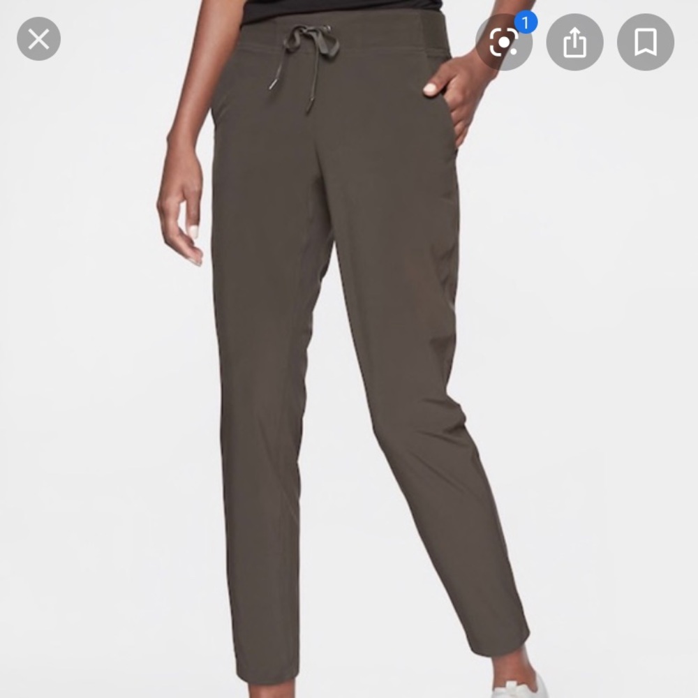 Athleta Midtown Ankle Pants in olive green